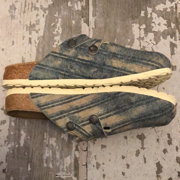 BIRKIS b BIRKENSTOCK Boston Double buckle slide on Flannel plaid shoes sandal 38 - Picture 3 of 6